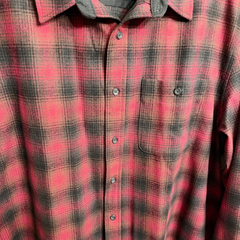 Pendleton Trail Shirt Mens XXL Red Black Plaid Wool Elbow Patches Button Down - Picture 2 of 7